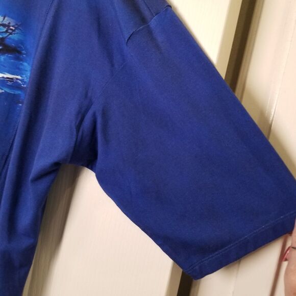 NWT's - Lemon Grass - Blue Print Tunic Pullover Short Sleeve Crew Neck Size S - Picture 5 of 12